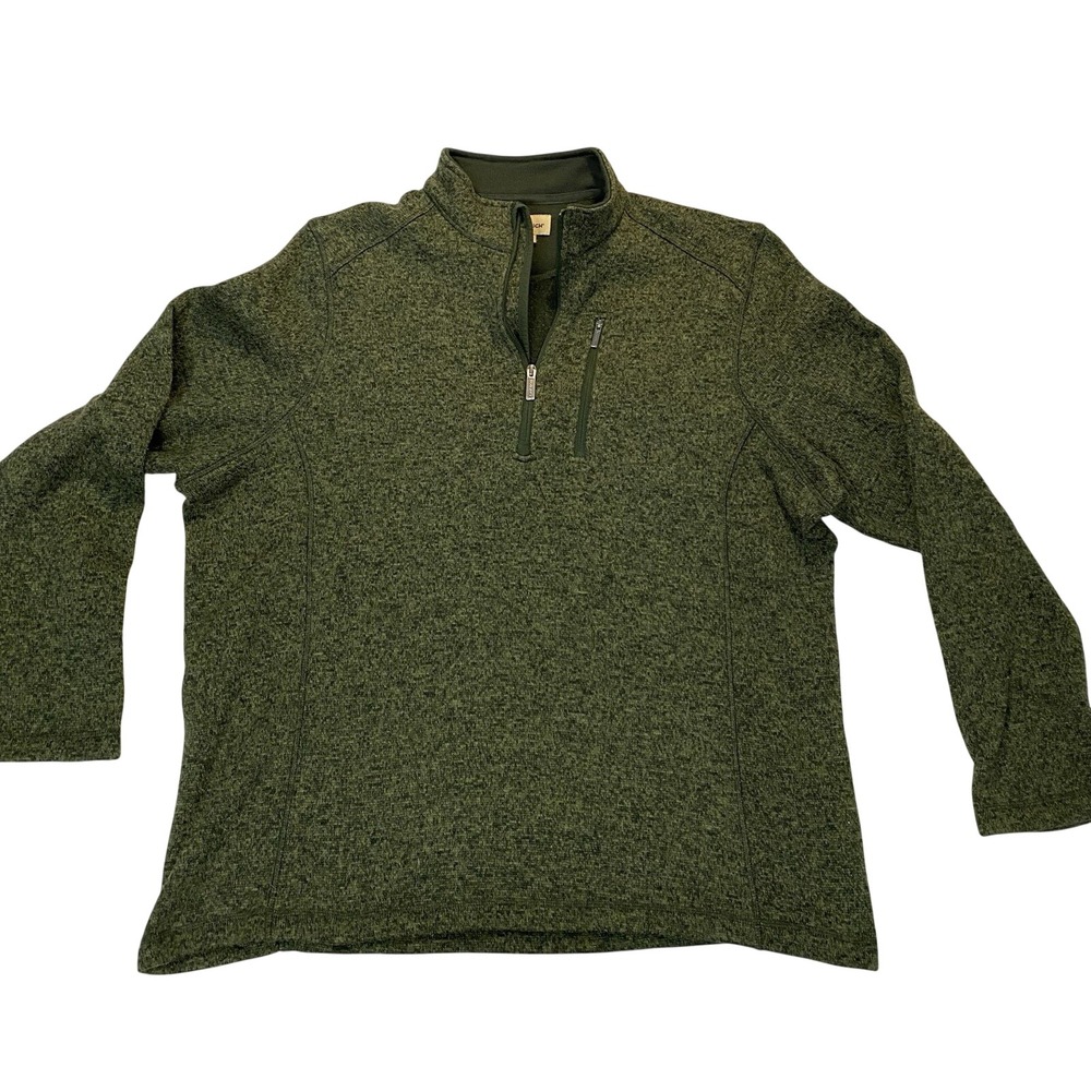 Woolrich Sweater Mens XXL Green Fleece Angler 1/4 Zip Pullover Outdoors‎ Hiking